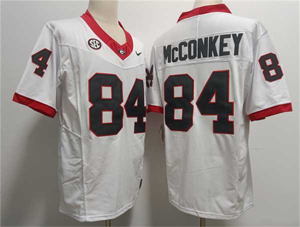 Mens Georgia Bulldogs #84 Ladd McConkey White Stitched Jersey->->NCAA Jersey